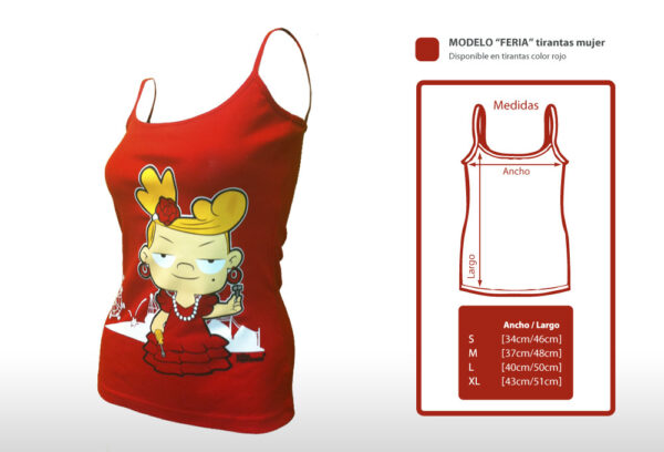 Camiseta oficial de Niña Repelente Feria , corte unisex , mujer y tirantas en color rojo