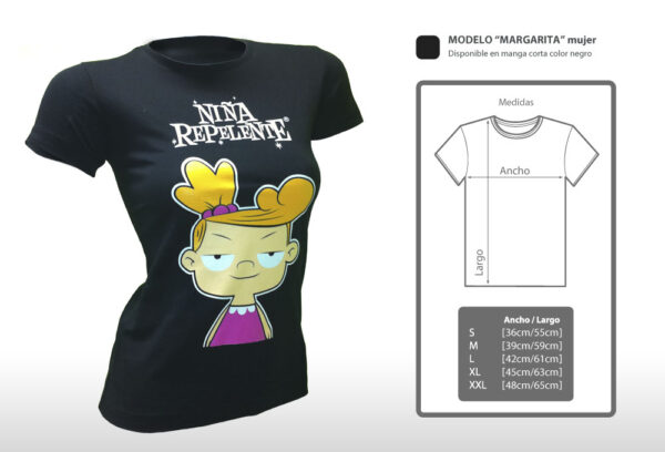 Fotografía del producto oficial de Niña Repelente, camiseta de 2009. Disponible en tallas para mujer y unisex. Algodón 100%.