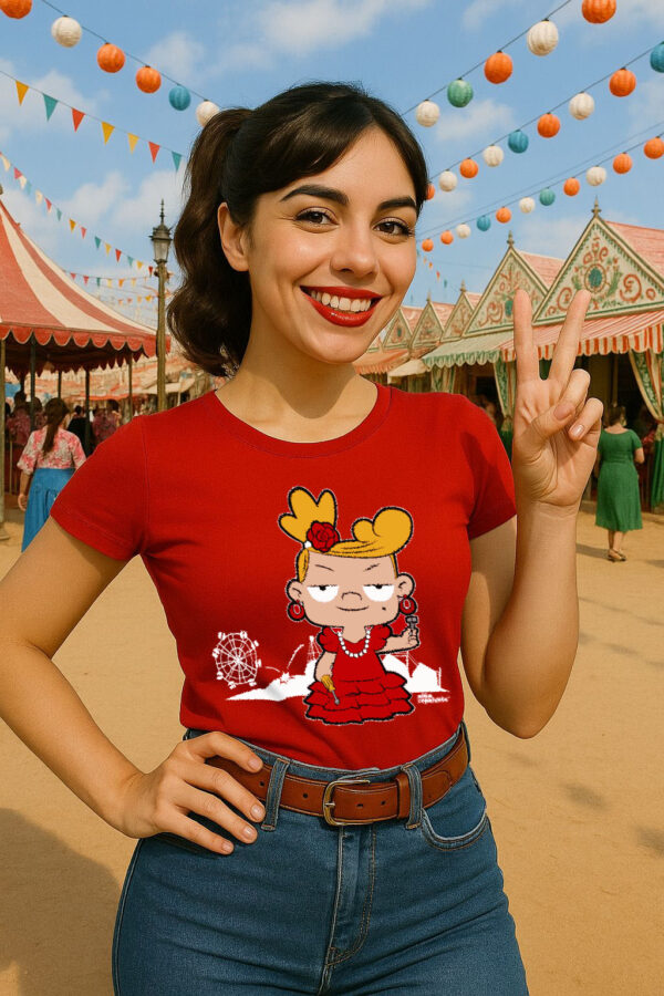 Camiseta oficial de Niña Repelente Feria , corte unisex , mujer y tirantas en color rojo